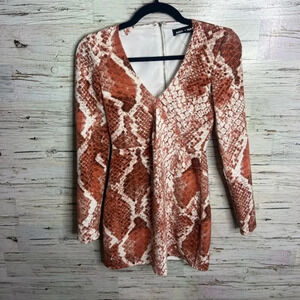 Revolve NBD X HAVEN long sleeve dress white red size xs snake skin